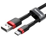 Baseus cable Cafule USB - USB-C 0,5 m 3A red-black - Image 4