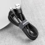 (1425) Kabelis USB2.0 A kištukas - USB C kištukas, 0.5m QC3.0 su nailoniniu šarvu Cafule juodas/pilkas BASEUS - Image 5