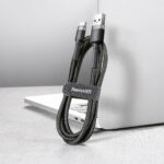 (1425) Kabelis USB2.0 A kištukas - USB C kištukas, 0.5m QC3.0 su nailoniniu šarvu Cafule juodas/pilkas BASEUS - Image 6