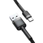 (1425) Kabelis USB2.0 A kištukas - USB C kištukas, 0.5m QC3.0 su nailoniniu šarvu Cafule juodas/pilkas BASEUS - Image 7