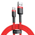 (1426) Kabelis USB2.0 A kištukas - USB C kištukas, 1.0m QC3.0 su nailoniniu šarvu raudonas BASEUS