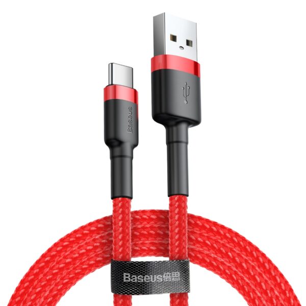 (1426) Kabelis USB2.0 A kištukas - USB C kištukas, 1.0m QC3.0 su nailoniniu šarvu raudonas BASEUS