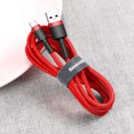 (1426) Kabelis USB2.0 A kištukas - USB C kištukas, 1.0m QC3.0 su nailoniniu šarvu raudonas BASEUS - Image 8