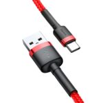 (1426) Kabelis USB2.0 A kištukas - USB C kištukas, 1.0m QC3.0 su nailoniniu šarvu raudonas BASEUS - Image 5