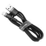 (1414) Kabelis USB2.0 A kištukas - IP Lightning kištukas 3.0m QC3.0 su nailoniniu šarvu Cafule pilkas/juodas BASEUS - Image 5