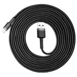 (1414) Kabelis USB2.0 A kištukas - IP Lightning kištukas 3.0m QC3.0 su nailoniniu šarvu Cafule pilkas/juodas BASEUS - Image 6