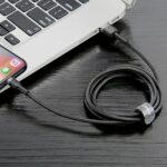 (1414) Kabelis USB2.0 A kištukas - IP Lightning kištukas 3.0m QC3.0 su nailoniniu šarvu Cafule pilkas/juodas BASEUS - Image 8