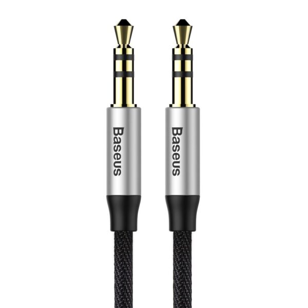 (1417) Jungiamasis garso kabelis 3.5mm-3.5mm stereo, 1m pilkas / juodas BASEUS