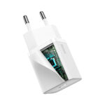 (1470) Sieninis įkroviklis Super Si 20W USB-C QC3.0 PD su Lightning 1m laidu, baltas - Image 5