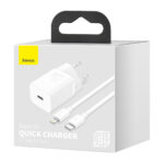 (1470) Sieninis įkroviklis Super Si 20W USB-C QC3.0 PD su Lightning 1m laidu, baltas - Image 12