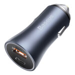 (1443) Automobilinis įkroviklis 40W 12-24V USB + USB-C QC4+ PD3.0 SCP FCP AFC, pilkas - Image 4