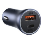 (1443) Automobilinis įkroviklis 40W 12-24V USB + USB-C QC4+ PD3.0 SCP FCP AFC, pilkas - Image 5