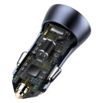 (1443) Automobilinis įkroviklis 40W 12-24V USB + USB-C QC4+ PD3.0 SCP FCP AFC, pilkas - Image 7