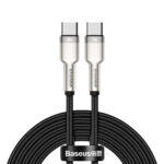 (1423) Kabelis USB C kištukas - USB C kištukas, duomenų perdavimui ir krovimui iki 100W 2m juodas Cafule Metal BASEUS