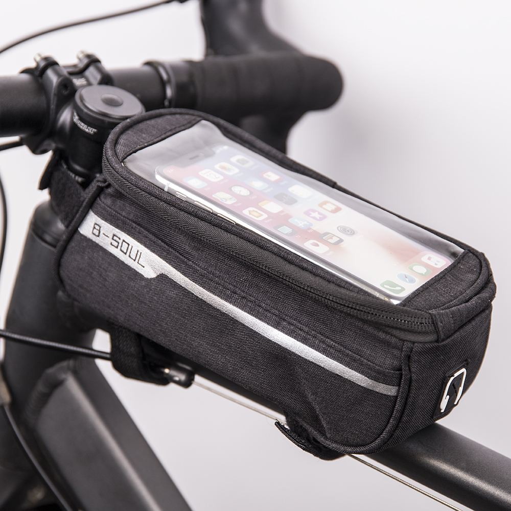 239061_oryg Waterproof bike frame bag with phone holder black - Image 1