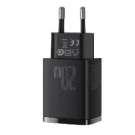 Baseus wall charger Compact PD 20W 1x USB-C 1x USB black - Image 5