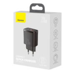 Baseus wall charger Compact PD 20W 1x USB-C 1x USB black - Image 8