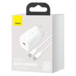 Baseus wall charger Super Si PD 25W 1x USBC white + USB-C - USB-C cable - Image 10