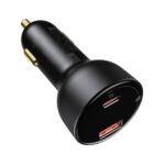 (1471) Automobilinis įkroviklis 12-24V 100W USB + USB-C QC4+ PD3.0 su įtampos, srovės indikacija ir USB-C kabeliu 1m - Image 4