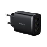 (1449) Sieninis įkroviklis 17W 3xUSB 3.4A, juodas