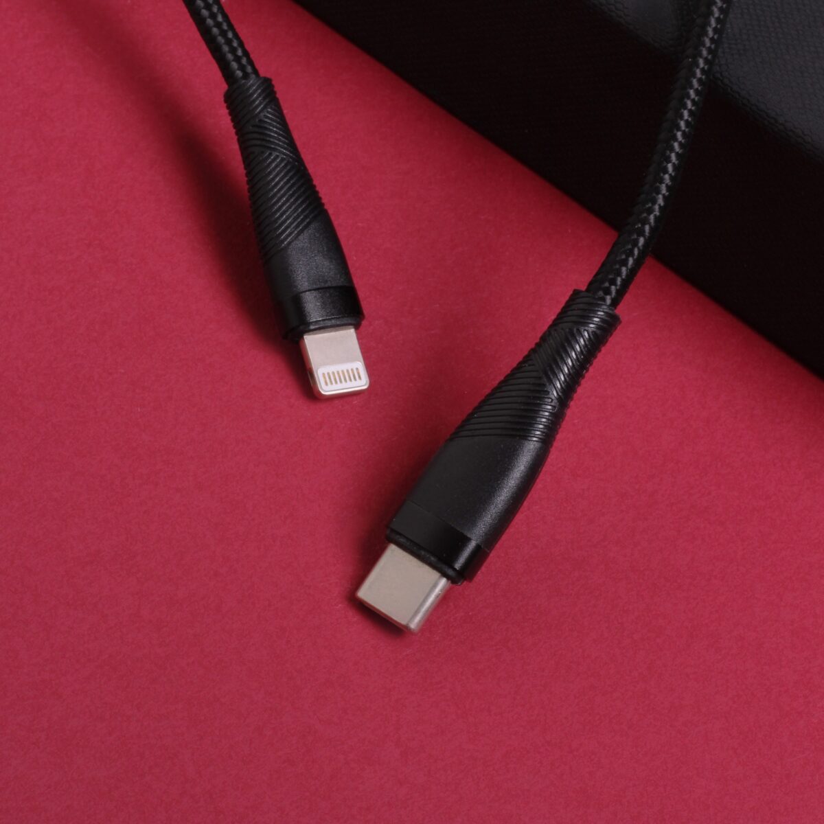 Maxlife MXUC-08 cable USB-C - Lightning 1,0 m 27W black nylon - Image 5