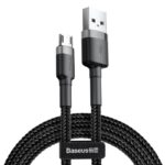 (1419) Kabelis USB2.0 A kištukas - micro USB kištukas 3.0m QC3.0 su nailoniniu šarvu Cafule pilkas/juodas BASEUS