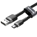 (1419) Kabelis USB2.0 A kištukas - micro USB kištukas 3.0m QC3.0 su nailoniniu šarvu Cafule pilkas/juodas BASEUS - Image 3