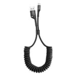 (1415) Spiralinis kabelis USB2.0 A kištukas - IP Lightning kištukas 1.0m juodas su nailoniniu šarvu Fish Eye juodas BASEUS