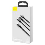 (1421) Kabelis USB C kištukas ir 3 kištukai (USB C (iki 15W), micro USB (iki 10W), lightning (iki 20W)) 1.5m juodas Rapid BASEUS - Image 8