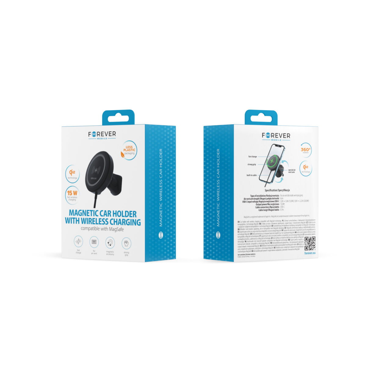 Forever car holder for air vent MACH-300 magnetic with wireless charging black Qi2 15W - Image 10