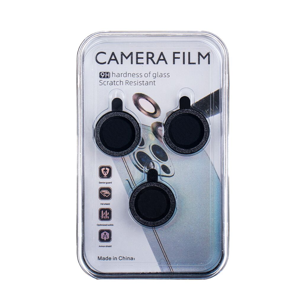 394090_oryg Set of lens glasses for iPhone 14 Pro 6,1 black glitter (3 pcs) - Image 4