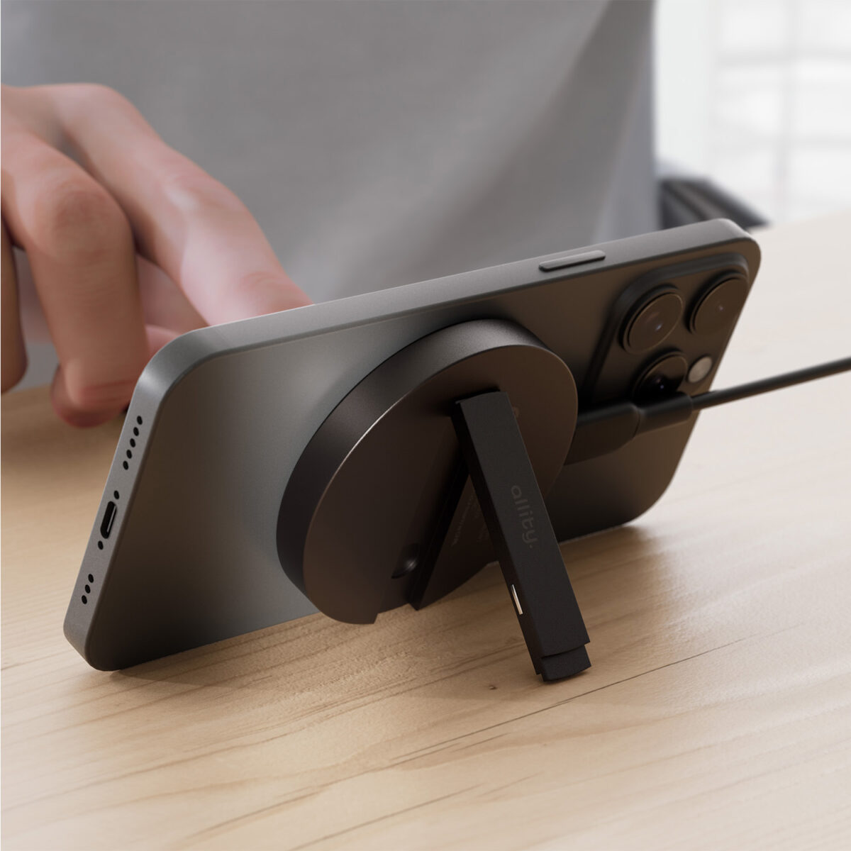 Allity AWC-210-15WMS wireless charger 15W graphite 2in1 - Image 5