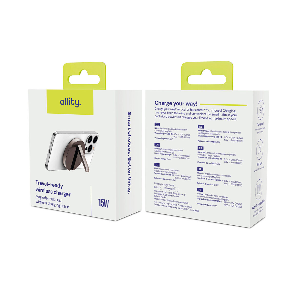 Allity AWC-210-15WMS wireless charger 15W graphite 2in1 - Image 13