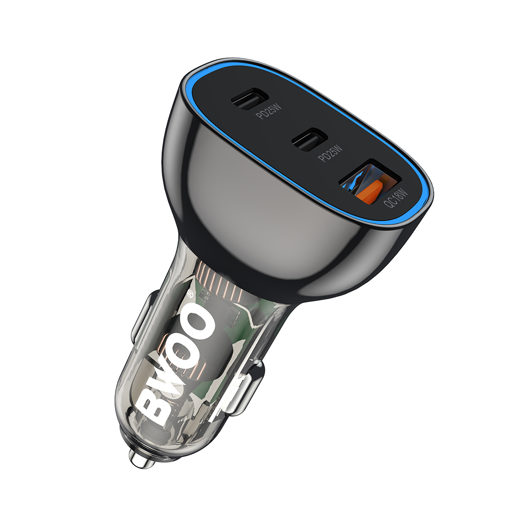 434492_oryg BWOO PD car charger 2x USB-C port + USB-A 68W black - Image 1