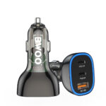 BWOO PD car charger 2x USB-C port + USB-A 68W black - Image 4
