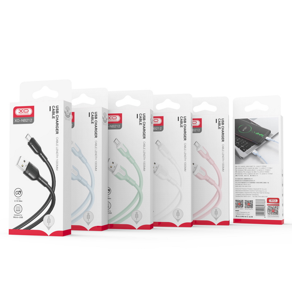 262607_oryg XO cable NB212 USB - USB-C 1,0 m 2,1A black - Image 3