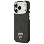 Guess Case Magsafe 4G PU Leather Case With Triangle Logo And Gold Metal Camera Frame For iPhone 17 Pro Brown - Image 3