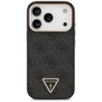 Guess Case Magsafe 4G PU Leather Case With Triangle Logo And Gold Metal Camera Frame For iPhone 17 Pro Brown - Image 4