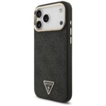 Guess Case Magsafe 4G PU Leather Case With Triangle Logo And Gold Metal Camera Frame For iPhone 17 Pro Max Brown - Image 3
