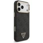 Guess Case Magsafe 4G PU Leather Case With Triangle Logo And Gold Metal Camera Frame For iPhone 17 Pro Max Brown - Image 5