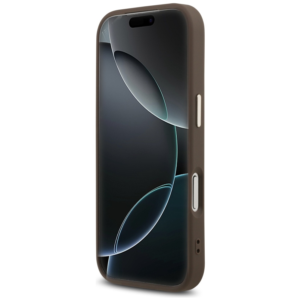 473391_oryg Guess Case Magsafe 4G PU Leather Case With Triangle Logo And Gold Metal Camera Frame For iPhone 17 Pro Black - Image 6