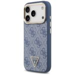 Guess Case Magsafe 4G PU Leather Case With Triangle Logo And Gold Metal Camera Frame For iPhone 17 Pro Blue - Image 3