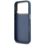 Guess Case Magsafe 4G PU Leather Case With Triangle Logo And Gold Metal Camera Frame For iPhone 17 Pro Blue - Image 8