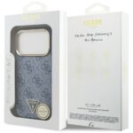 Guess Case Magsafe 4G PU Leather Case With Triangle Logo And Gold Metal Camera Frame For iPhone 17 Pro Blue - Image 9