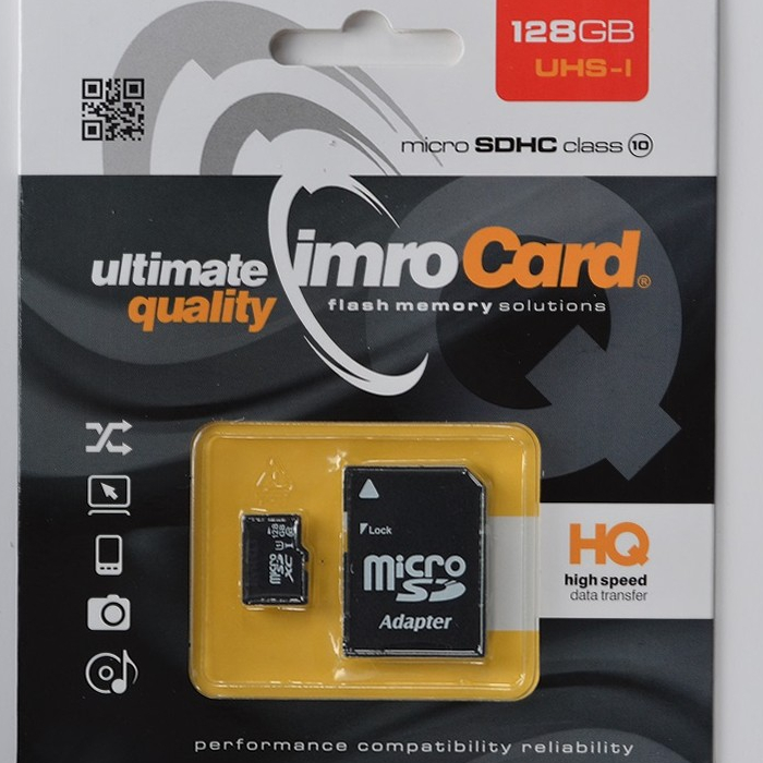 67777_oryg Imro memory card 128GB microSDXC cl. 10 UHS-3 + adapter - Image 1