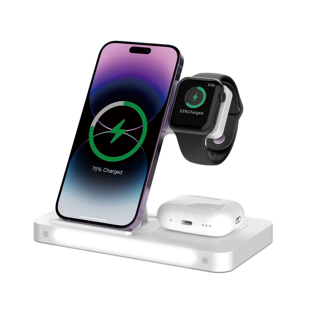 370225_oryg Devia wireless charger 3in1 Smart 15W white with lamp - Image 1