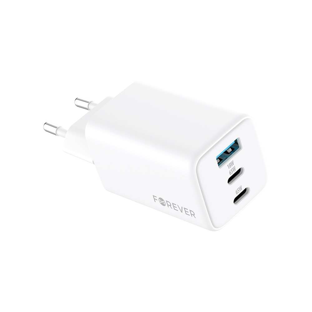 439686_oryg Forever TC-08-65ACC GaN PD QC charger 2x USB-C 1x USB 65W white - Image 1